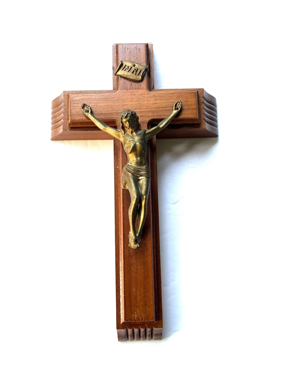 Vintage Catholic Last Rites Sick Call Crucifix Wood Cross Hidden Compartment⁠